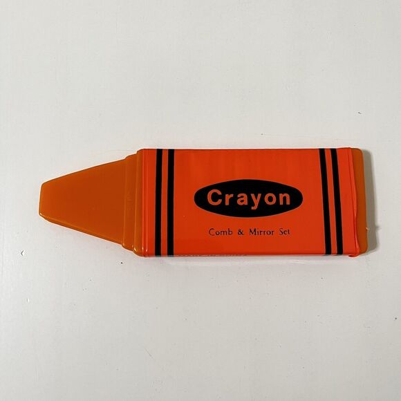 Vintage Crayon Comb & Mirror Set Orange - Picture 1 of 9